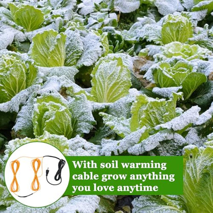 49Ft Soil Heating Cable,Rubber Heating Warming Cable with Thermostat and Ground Stakes,Plant Soil Heater Cable for Cold Frame,Graden,Greenhouse Seed Grow