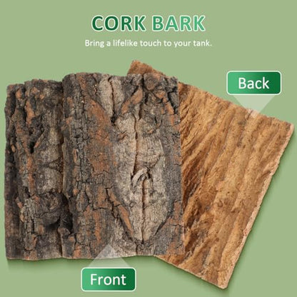 Mipcase Cork Bark Fish Tank Decoration 4 Pieces Terrarium Background for Reptile and Aquarium Suction Cup Compatible Natural Climbing Habitat for Bearded Dragon Gecko Frog