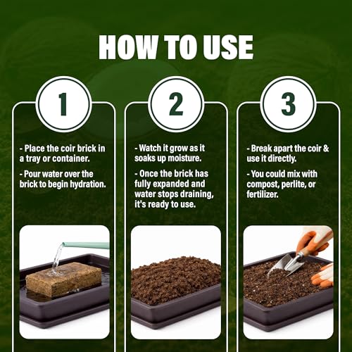 14 Lbs Bricks, Pack 10 Coconut Coir | 1.4 Lbs Each | Organic Compressed Cocopeat, Seed Starter Soil, Coconut Fiber for Reptile Terrarium, Potting Mix | Low EC, pH Balanced, Odor-Free - size: 14 Lbs (Pack of 10)