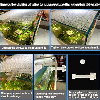 4 Aquarium lid Hood Fish Tank top Cover Terrarium lid Plastic Grid Panel Egg Crate Grate 6 Aquarium Glass Cover Board Clip