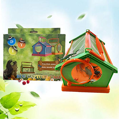 Insect Critter Keeper with Handle Easy to Observe Portable Plastic Reptile Terrarium for Bugs Lizards Frogs Insect Cage