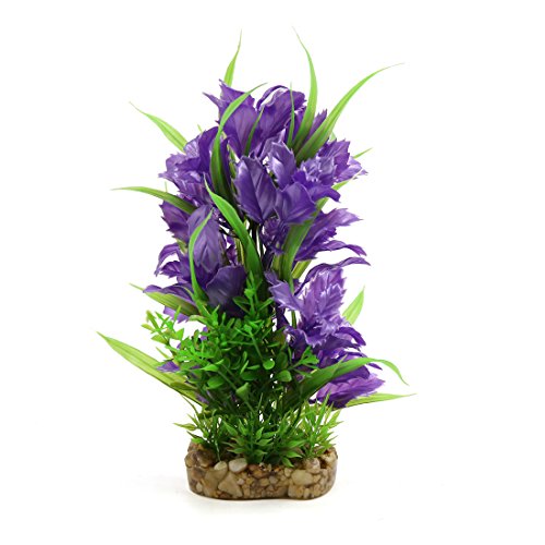 uxcell 8 Inches Plastic Plant Ornament Aquarium Terrarium Reptiles Habitat Decor for Reptile and Amphibians - color: Purple