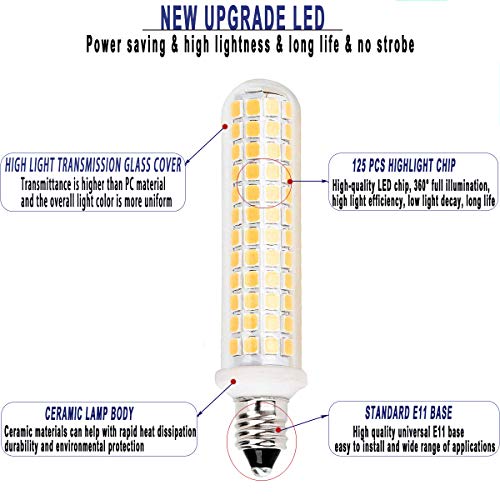 E11 Led Bulbs,100W 120W Halogen Bulb Equivalent,Dimmable,10W,1100LM,JD T4 e11 Mini Candelabra Base,AC110V/130V,E11 Led Warm White 3000k(4 Packs)