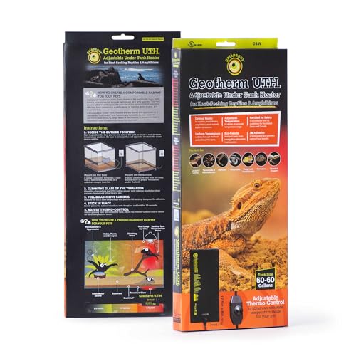Galápagos (05703) Geotherm® Adjustable Under Tank Heater - Heating Pad for Reptiles, Amphibians & Terrariums, 17.5″ x 8″ 24W, Black