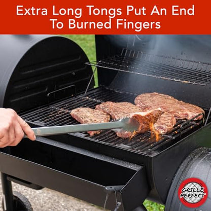 Grill Tongs 24-Inch Super Long Extra Heavy Duty for Grilling and Barbecue Heat Resistant Hand Grips Stainless Steel for BBQ Outdoor Kitchen and Cooking Hot Grilled Food - size: 24 Inches