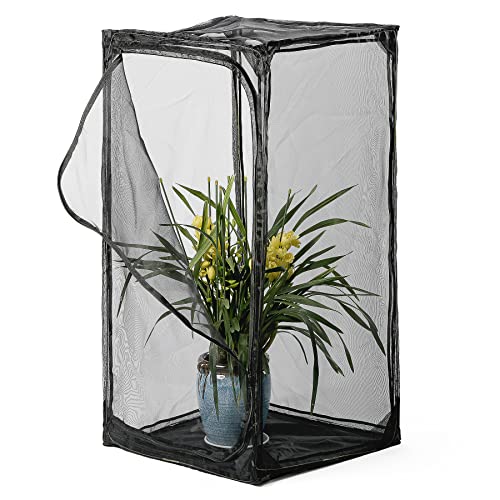 30" Heavy Duty Monarch Butterfly Habitat, Outdoor Collapsible Insect Mesh Cage Terrarium Pop-up with Zipper Protection and Unzip Bottom (23 x 23 x 46 inches) - size: 23 x 23 x 46 inches