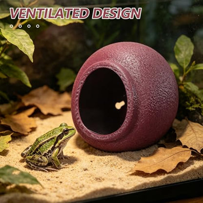 TIDTALEO Egg Shaped Frog Aquarium Habitat with Suction Cup Stability and Ventilated Design Plastic Small Frog Terrarium for Amphibian Pets Decorations and Biological Observation