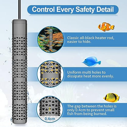 HiTauing Aquarium Heater, Upgraded 300W/500W Fish Tank Heater with Intelligent Leaving Water Automatically Stop Heating and Advanced Temperature Control System, Suitable for Saltwater and Freshwater - size: 300W for 40-75 Gallon