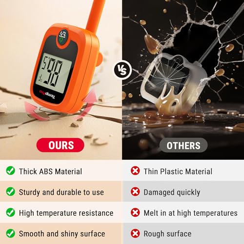 TempPro TP509 Candy Thermometer with Pot Clip, 10" Long Probe Instant Read Meat Food Thermometer with LCD, Cooking Oil Deep Frying Thermometer for Brewing Fathers Day Gift (Previously ThermoPro)