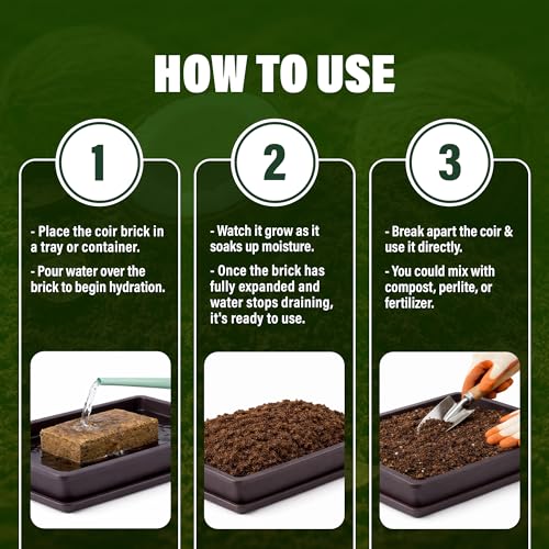 7 Lbs Bricks, Pack 5 Coconut Coir | 1.4 Lbs Each | Organic Compressed Cocopeat, Seed Starter Soil, Coconut Fiber for Reptile Terrarium, Potting Mix | Low EC, pH Balanced, Odor-Free - size: 7 Lbs (Pack of 5)