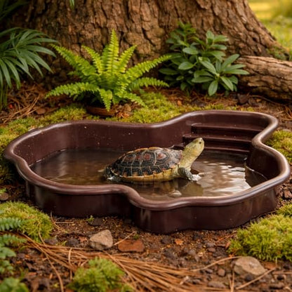 Petmolico Large Reptile Water Dish with Non-Slip Bottom – Snake Water Bowl,Tortoise Habitat Accessories for Turtle,Gecko,Lizard,Bearded Dragon