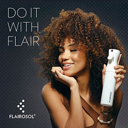 FLAIROSOL - The Original, Continuous Ultra Fine Mist Spray Bottle, Multi-Tasking Marvel for Hair, Skin, Home, Pet Care and more, Refillable and Reusable, 10.1oz/300ml (Clear Bottle-Pink Print) - color: Clear Bottle - Pink Print