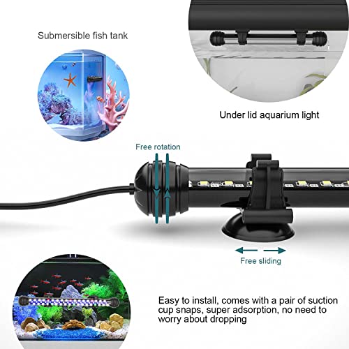 SEAOURA Led Aquarium Light with Timer, Submersible Aquarium Plant Light, Fish Tank Light with Auto On/Off, 3 Lighting Modes, Adjustable Brightness (22.8 in for 24-43inch Planted Tank), 12W - size: 22.8 in for 24-43inch tank