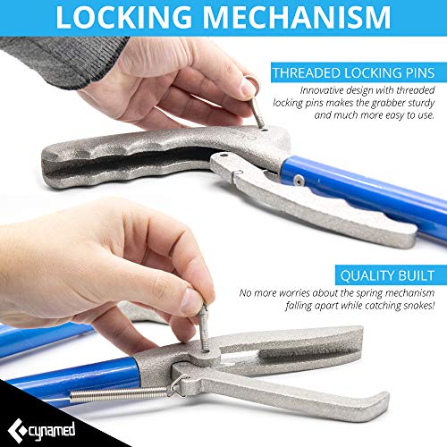 Cynamed 43" Long Reach Snake Tongs Reptile Grabber Catcher, Stainless Steel & Wide Jaw Pick-up Handling Tool