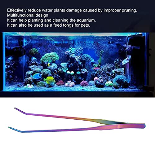Aquarium Tweezers,27cm Long Multipurpose Tongs Stainless Steel Fish Long Tweezers Planted Tongs Feeding Tools for Kitchen Reptiles (27cm bent clip) - size: 27cm bent clip