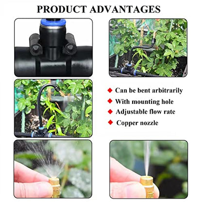 100FT Drip Irrigation Kit, Automatic Garden Watering System with Tool-Free Quick Connectors, 360° Bending Drippers & Copper Misting Nozzles for Greenhouse, Patio, Lawn & Vegetable Garden. (30M) - size: 30M