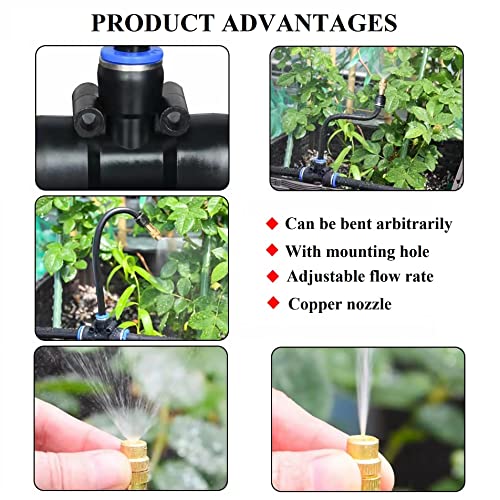 66FT Drip Irrigation Kit, Automatic Garden Watering System with Tool-Free Quick Connectors, 360° Bending Droppers & Copper Misting Nozzles for Greenhouse, Patio, Lawn & Vegetable Garden. (20M) - size: 20M