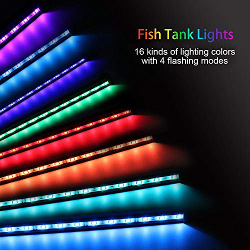 MQ 12 in Submersible LED Aquarium Light, 2W Color Changing Fish Tank Light with Remote Control, IP68 Crystal Glass 12 LEDs Lights Bar, for Fish Tank 15-20 inch - size: 12LED-Length 12"