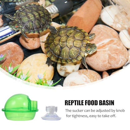Cabilock Reptile Food Basin and Water Bowl with Suction Cup, Anti-Escape Crawling Pet Feeding Tool, 2pcs Set for Lizards, Geckos, and Amphibians in Terrariums