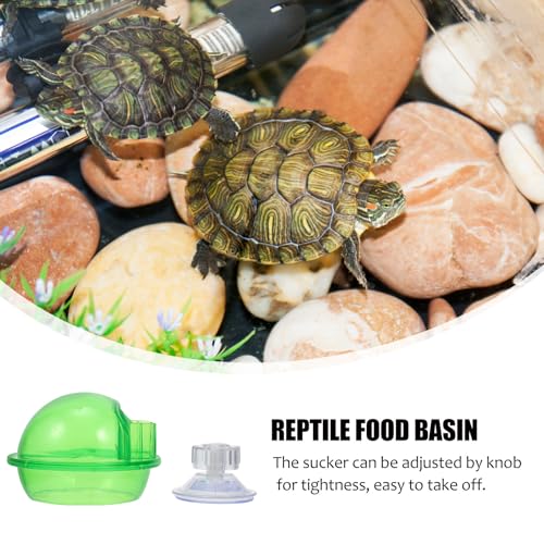 VOSAREA Reptile Food Basin and Drinking Bowl Set, Escape Proof Lizard Feeder with Suction Cup, Sturdy Plastic Water Dish for Geckos, Spiders, and Small Amphibians, 2pcs for Terrarium Use