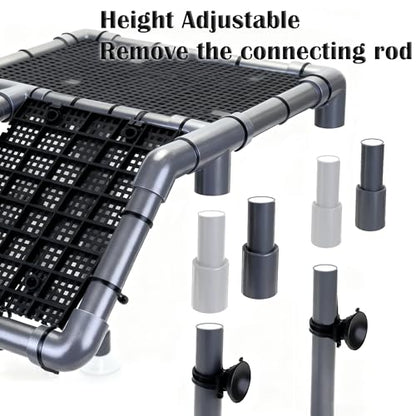 Turtle Basking Platform, 10.8" Width Aquatic Turtles Dock, Sloped Ramp with 8pcs Strong Suction Cups and Encryption Grid, Turtle Tank Accessories for Above 12 inches Wide Aquarium