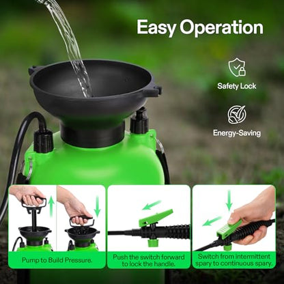 VIVOSUN 1.35-Gallon Pump Sprayer, Pressurized Lawn & Garden Sprayer with Adjustable Shoulder Strap, for Plants Spraying, Garden Watering and Household Cleaning - color: Green, size: 1.35 Gallons