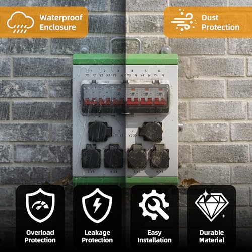 Joinfworld Power Distribution Box, 20A/30A 125V Electrical Box with NEMA 5-20R/L6-30R/L14-30R IP67 Waterproof Breaker Box Power Socket for RV, Construction Site Home Garage - size: 30A Power Distribution Box