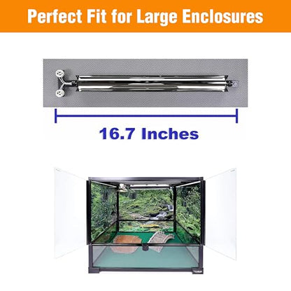 T5HO Double 12” UVB Reptile Light Fixture 15W + Double GU10 basking Heat lamp Fixture 35W, Bearded Dragon and Reptile Terrarium Light Fixture