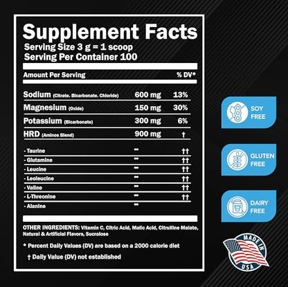 MMA Nutrition HRDWRK Electrolytes Powder with Magnesium, Potassium - Sugar Free Electrolytes Boost Endurance and Reduce Fatigue with This Electrolytes Supplement - Maximum Hydration - Keto Friendly - style: Blue Razz