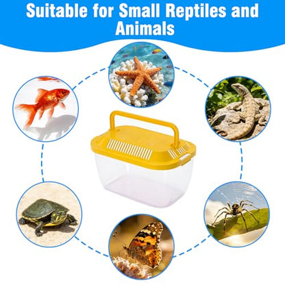 16 Pack Plastic Fish Tank, Small Reptile Terrariums Carrier Cage | Fish Bowls with Handle and Lids, Tarantula Enclosure Snake Breeding Case, Mini Fish Box for Pets Candy Party Decoration