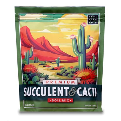Premium Succulent Soil Mix for Indoor & Outdoor Plants - Fast-Draining Potting Soil for Succulents, Cacti, & Houseplants - Natural Blend with Pumice for Optimal Plant Growth - 4 Quarts