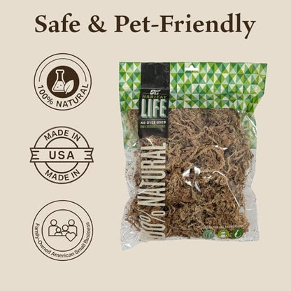 The Habitat Life - Natural Sphagnum Moss - for Reptiles, Amphibians & Invertebrates Terrariums - Humidity Control - Ideal for Burrowing & Nesting - Dye-Free & Safe - Medium - 1 Pack - size: Medium, style: Sphagnum Moss