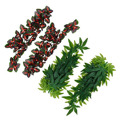 1set Reptile Plants with Suction Cups Artificial Hanging Vines for Terrarium Decor for Tanks and Habitats Adds Natural Touch to Reptile Environments 4pcs