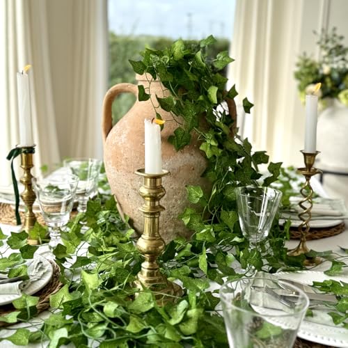 CQURE 14 Pack 98Ft Artificial Ivy Garland,Ivy Garland Fake Vines UV Resistant Green Leaves Fake Plants Hanging Vines for Home Kitchen Wedding Party Garden Wall Room Decor