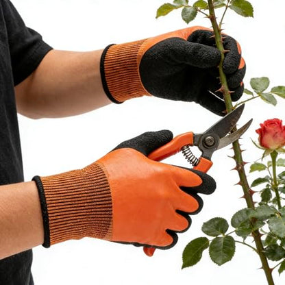 Women Men Waterproof Fishing Gloves,Anti-Slip Catch Fish Gloves,Puncture Proof Fishing Gloves for Handling,Catching,Cleaning - color: Orange