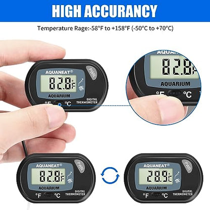 AQUANEAT Aquarium Thermometer, Fish Tank Thermometer, Digital Temperature Test, with Large LCD Display (1 Pack) - size: 1 Pack