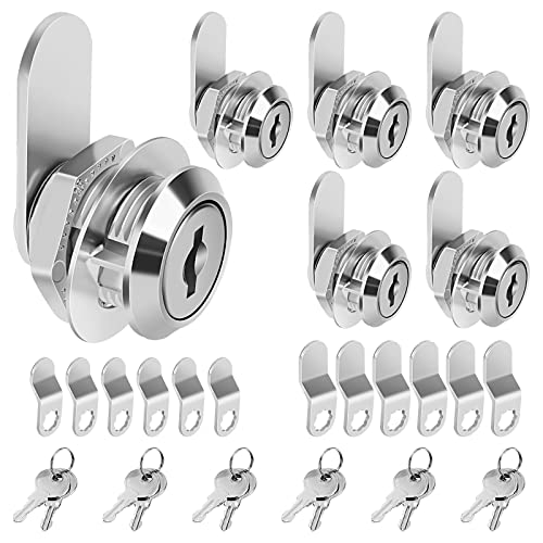 Cam Locks Cabinet Lock Keyed Alike, 5/8'' (Length) Cylinder Fits on 3/8'' Max Panel Thickness, Secure File Drawer Mailbox RV Storage Replacement Set, Chrome-Finish Zinc Alloy (5/8 Inch 6Pcs) - size: 5/8 Inch 6Pcs