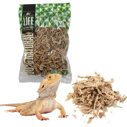 The Habitat Life - Natural Sphagnum Moss - for Reptiles, Amphibians & Invertebrates Terrariums - Humidity Control - Ideal for Burrowing & Nesting - Dye-Free & Safe - Small - 1 Pack - size: Small, style: Sphagnum Moss