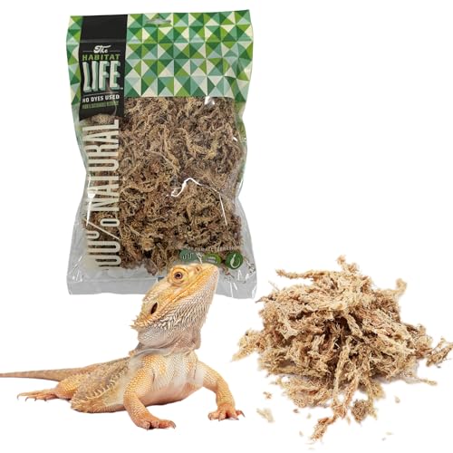 The Habitat Life - Natural Sphagnum Moss - for Reptiles, Amphibians & Invertebrates Terrariums - Humidity Control - Ideal for Burrowing & Nesting - Dye-Free & Safe - Small - 1 Pack - size: Small, style: Sphagnum Moss