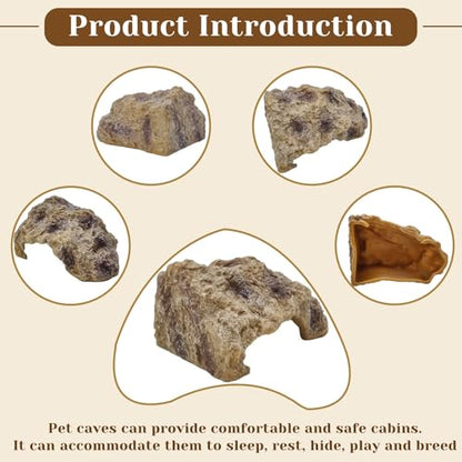 Hamiledyi Reptile Simulation Rock Cave Hideouts Reptile Hide Resin Leopard Gecko Hide Bearded Dragon Hideout Terrarium Decor for Turtles Snakes Gecko Hermit Crab Ball Pythons (S) - style: S : 5.51''×4.13''×3.15''
