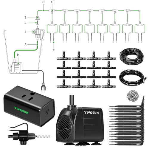 VIVOSUN Automatic Drip Irrigation Kit, Smart Watering System with 16 Drip Emitters, 4mm Fast Flow, App-Controlled A10 GrowHub, Quiet 15W Pump, Anti-Siphon & Filtered for Indoor Plants - style: Smart Drip Irrigation