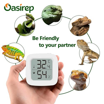 2-Pack Reptile Thermometer and Hygrometer – LCD Digital Temp & Humidity Monitor for Bearded Dragon, Gecko, Snake Tanks, Incubation Boxes, Indoor Pet Habitats - color: White - 2 Pack