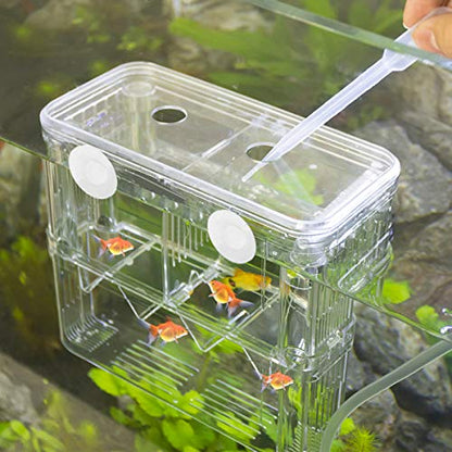 Senzeal Aquarium Fish Breeder Box Plastic Fish Isolation Breeding Box Hatching Incubator for Baby Shrimp Clownfish Guppy - size: Large