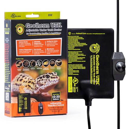 Galápagos (05701) Geotherm® Adjustable Under Tank Heater - Heating Pad for Reptiles, Amphibians & Terrariums, 8″ x 6″ 8W, Black