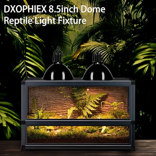 DXOPHIEX 8.5inch Dome Reptile Heat Lamp Reptile Light Fixture UVB Light Fixture Max 150W for Bearded Dragon, Turtles, Snake and Lizard Terrarium - size: 8.5inch
