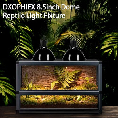 DXOPHIEX 8.5inch Dome Reptile Heat Lamp Reptile Light Fixture UVB Light Fixture Max 150W for Bearded Dragon, Turtles, Snake and Lizard Terrarium - size: 8.5inch