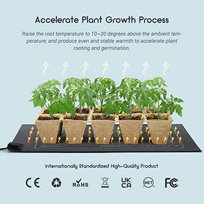 LUXBIRD Durable Waterproof Seedling Heating Mat 10”x 20.75” Warm Hydroponic Heating Pad for Indoor Plants Germination, IP67, MET Standard, LB-HM21W - size: 1 Pack-10"x20.75"