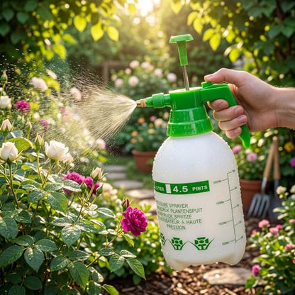 2 Set Handheld Pump Sprayer 68 oz Garden Pump Sprayers 0.5 Gallon 2l Adjustable Water Spray Bottles with Steel Nozzle Extended Rod for Plant Mist Watering Spraying Fertilizing Cleaning - color: White, size: 2L