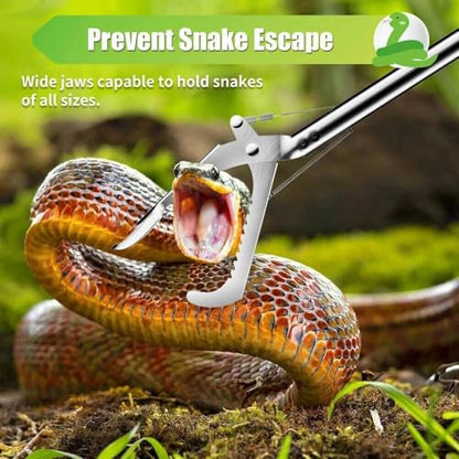 IC ICLOVER 52" Foldable Snake Grabber, 2-Section Collapsible Stainless Steel Snake Tongs, Professional Rattle Snake Handling Tools Catcher Grabber Stick Pole with Auto Lock, No-Slip Handle, Wide Jaw