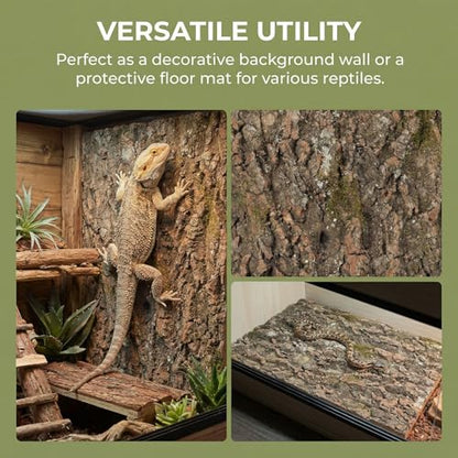 DECHOUS 3Pcs Natural Cork Bark Background for Reptile Tank, Terrarium Decor 15.8" X 12" Tree Barks Wall Panel Climbing Cork Pieces for Lizard Gecko Chameleon Snake Habitat